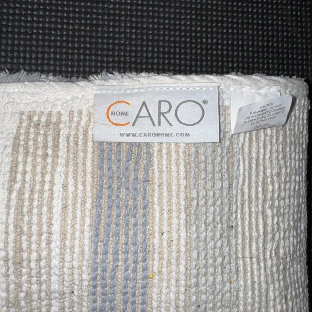 Caro 17 x 24 Blue White Stripes Striped Bath Rug Mat 100% COTTON Non Slip